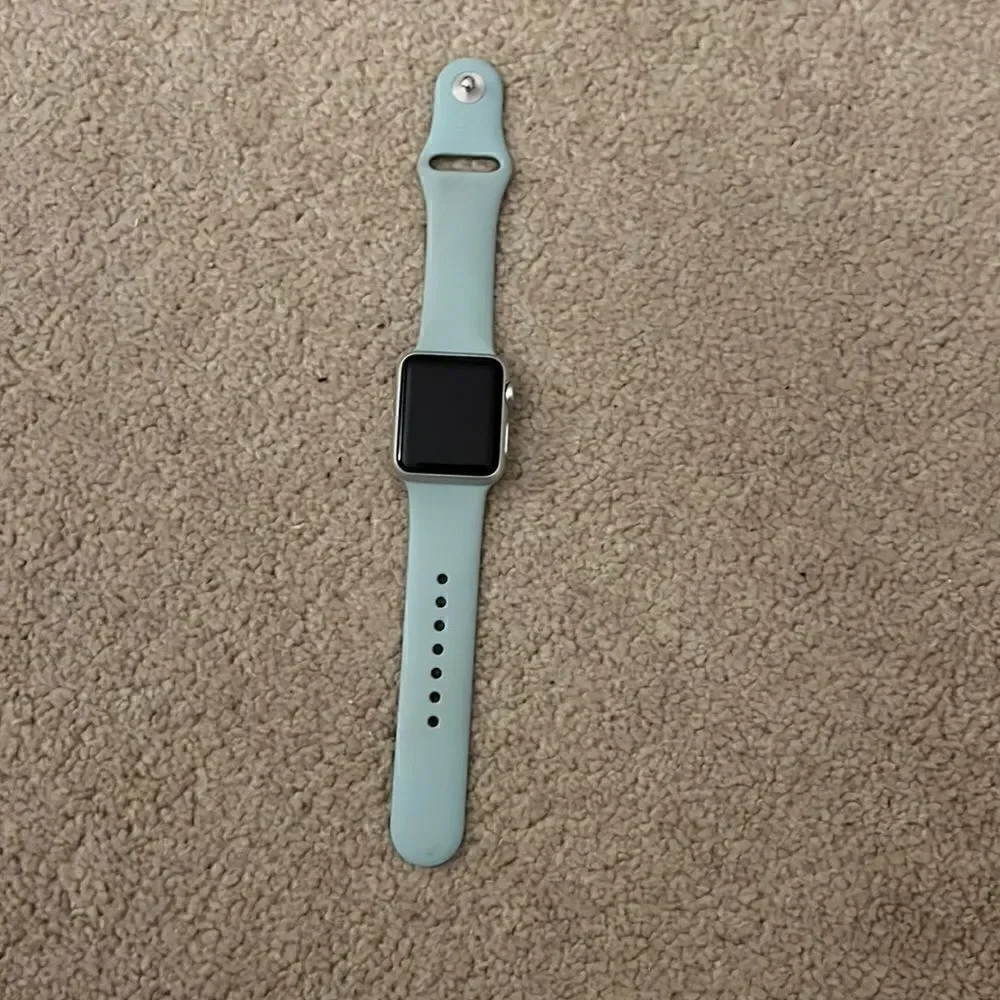 Apple Watch With Blue silicone strap